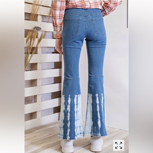 Easel Bamboo Dyed Bell Bottom Washed Denim Jeans Pants long/tall length - Picture 7 of 7